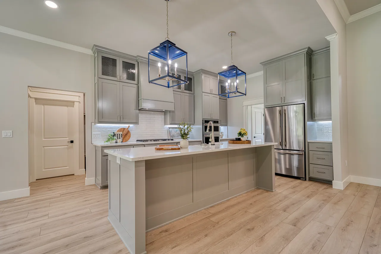 Custom kitchen with island built by Homes by Noble